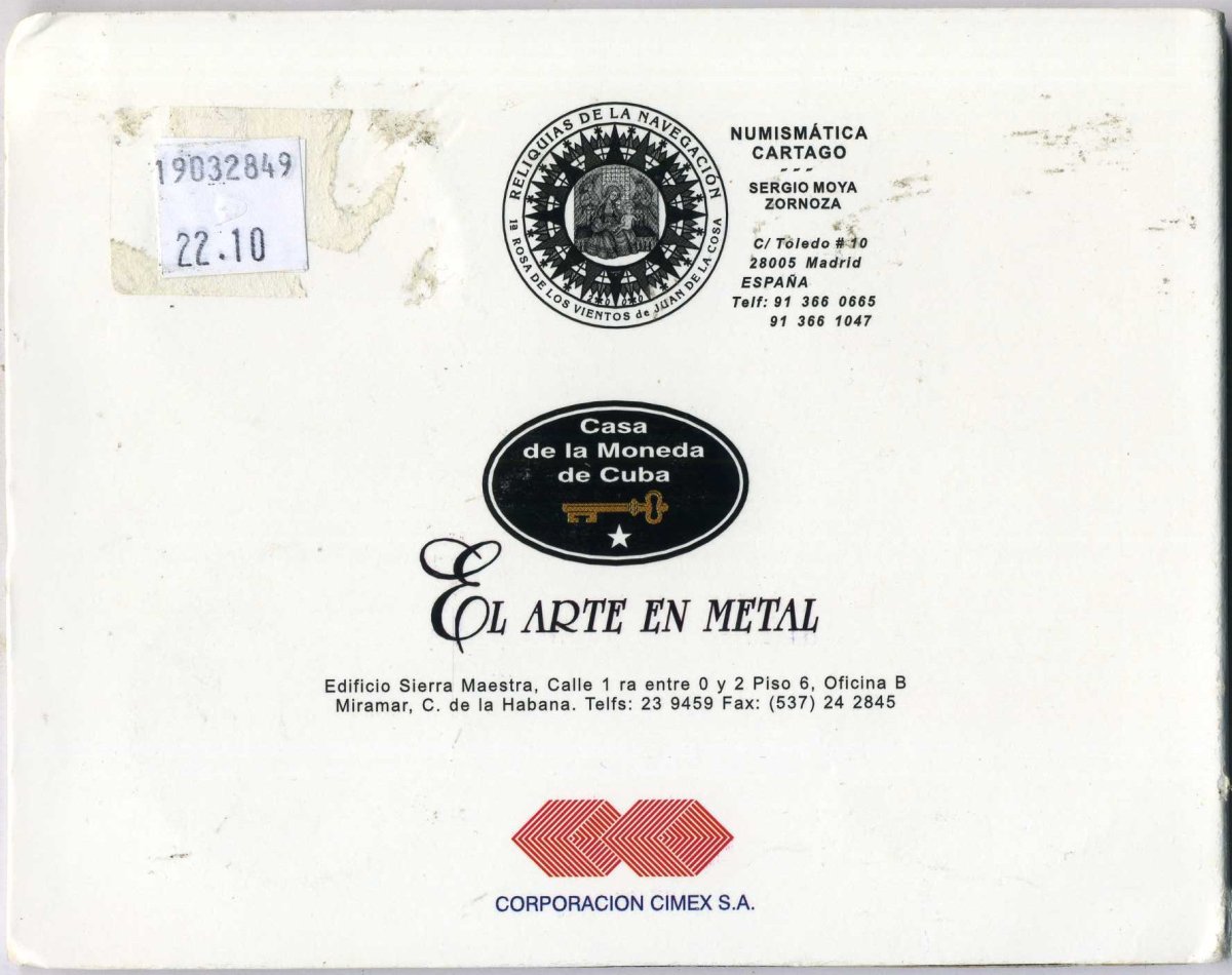 Куба набор из 5 монет по 1 песо 2000 история навигации, в оригинальном буклете медно-никель UNC 7-4-2-40