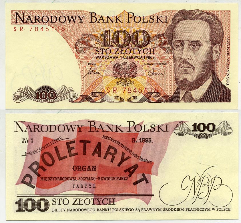 Польша 100 злотых 1986 Людвиг-Фаддей Варынский, манифест социал-революционной партии Pick 143e бумага UNC (пресс) 7551-20-3-2