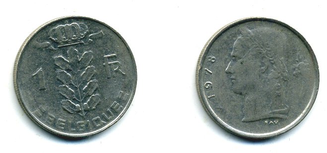 БЕЛЬГИЯ 1 ФРАНК 1978 BELGIQUE KM 142.1 медно-никель 25-1423