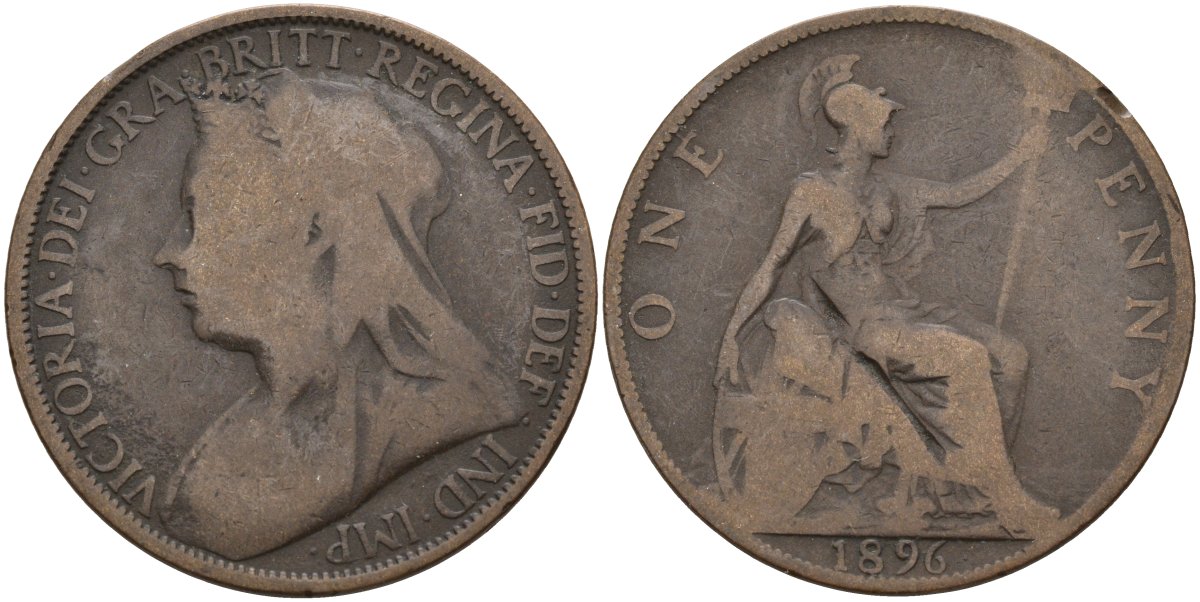 Великобритания 1 пенни 1896 Виктория (1837-1901) KM 790, Spink 3961 бронза 180-811
