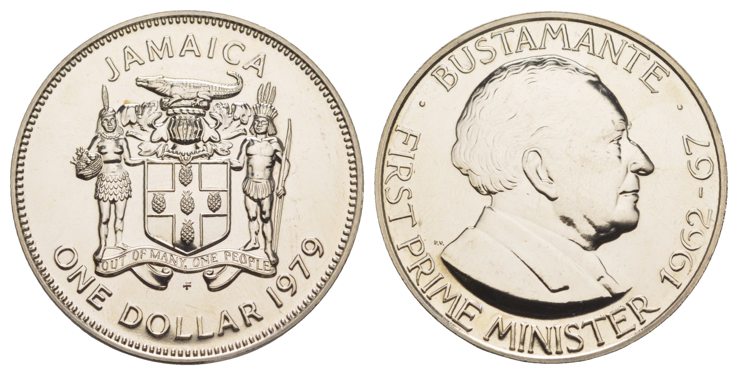 Ямайка 1 доллар 1979 FM, тираж 2.892 экземпляра KM 57 медно-никель BU 4368-822