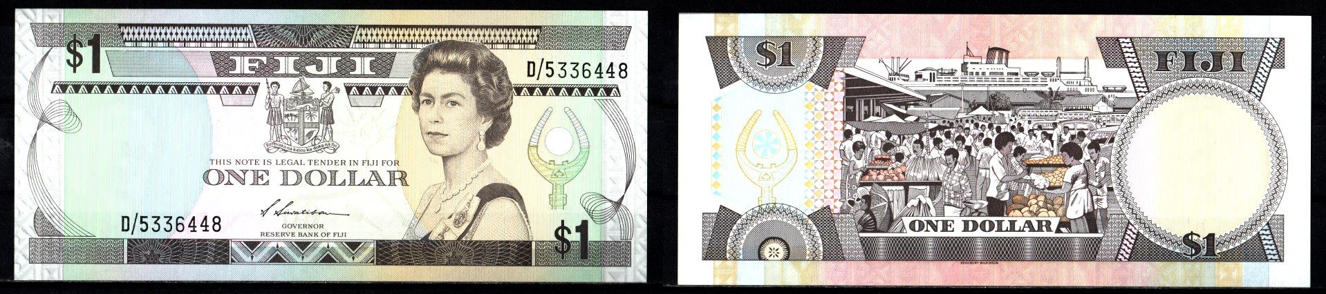 Фиджи 1 доллар ND (1987) Pick 86 a бумага UNC (пресс) 8608-10-3-1