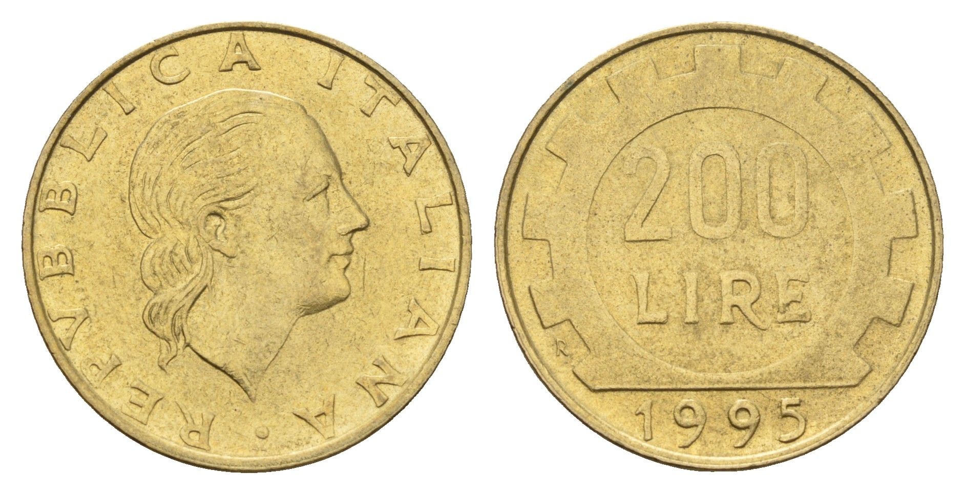 Италия 200 лир 1995 R, шестерня KM 105 алюминиевая бронза 4148-821
