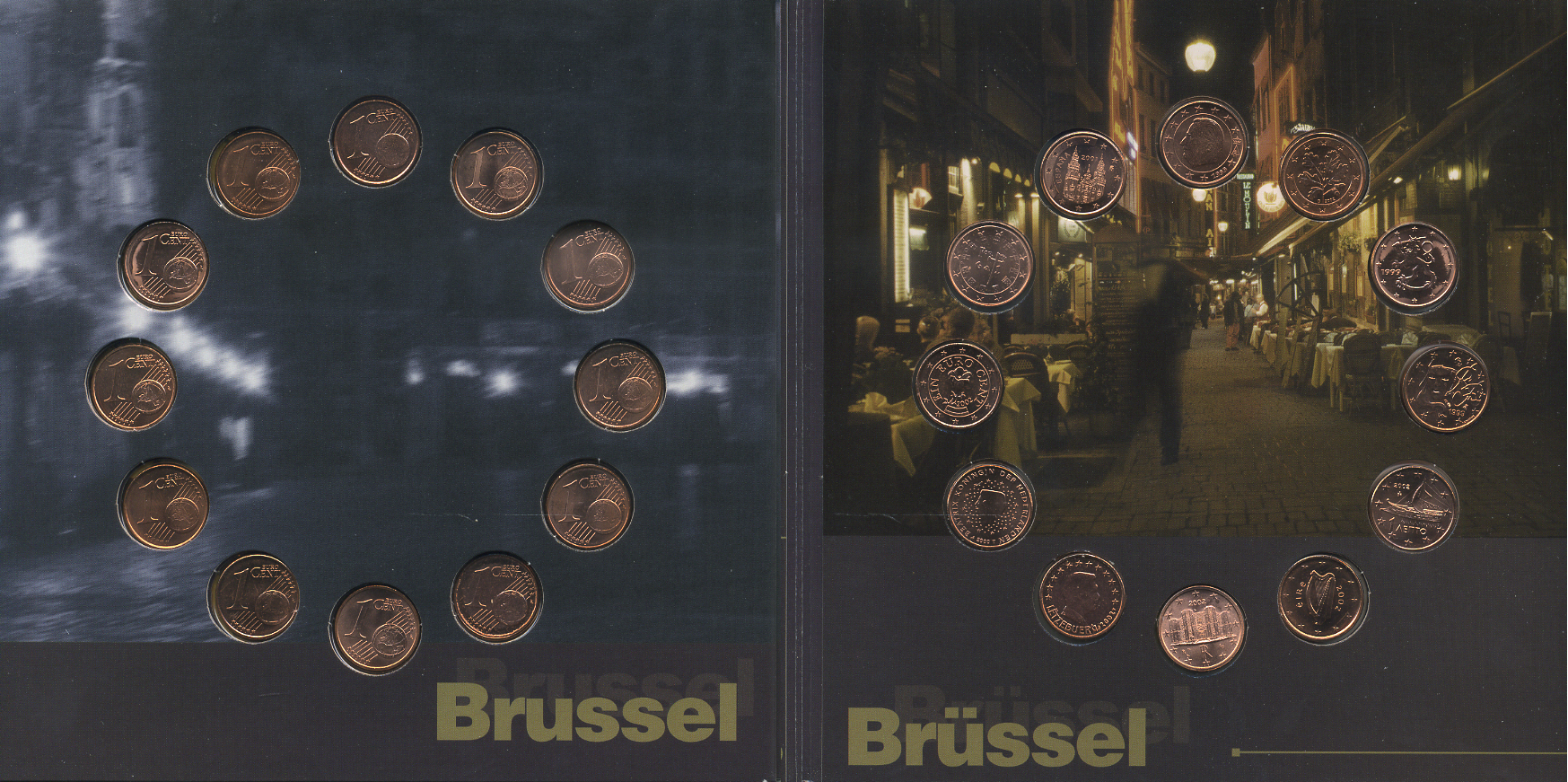 Бельгия евронабор из 24 монет + жетон 2002 12 монет по 1 евроценту, стран вступивших в Евросоюз и 12 монет по 2 евроцента, в оригинальном буклете UNC 2-5-1-34