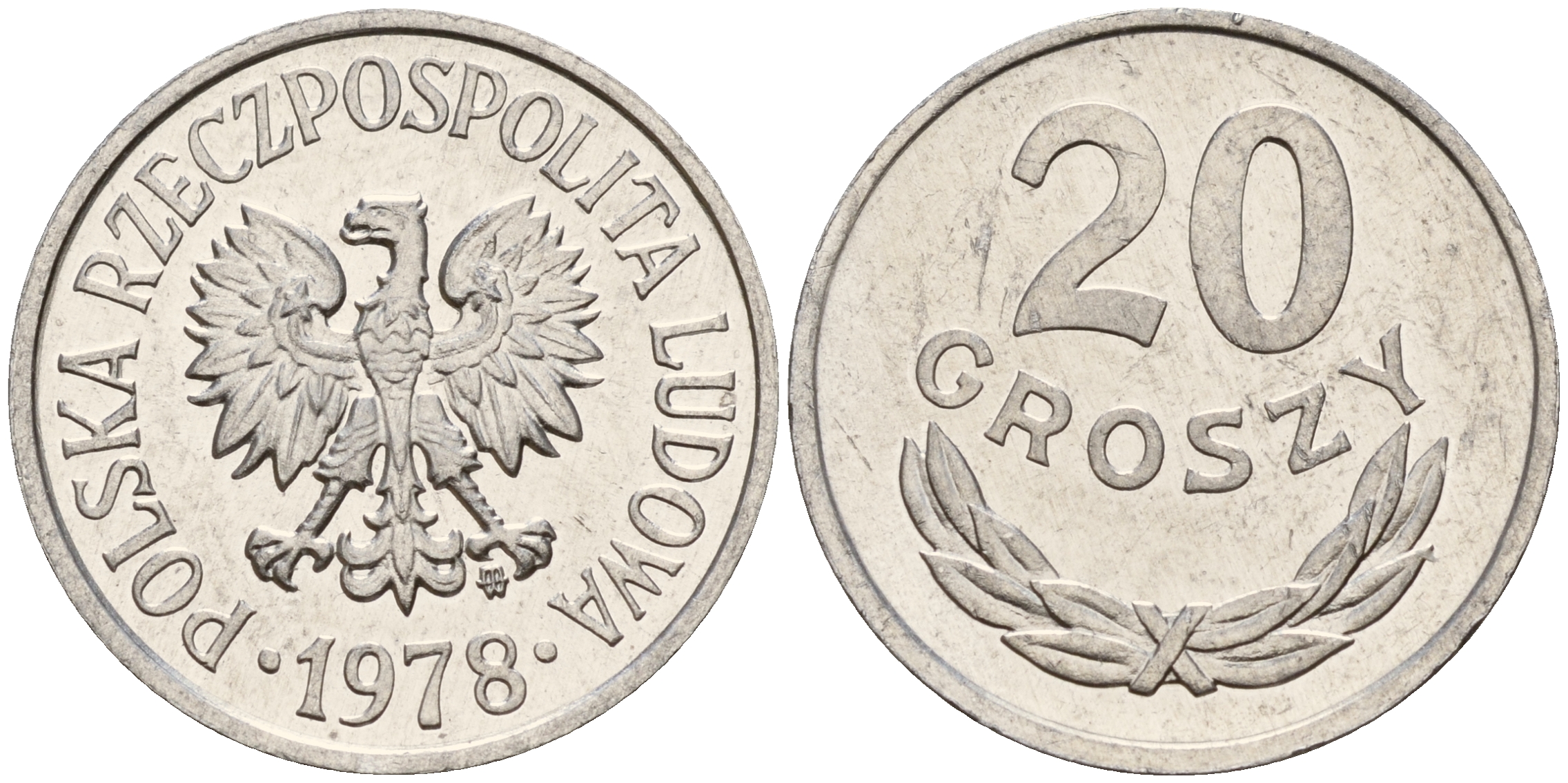 Польша 20 грошей 1978 MW KM А47 алюминий  UNC  4187-346