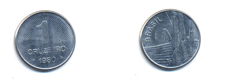 Бразилия 1 крузейро 1980 сахарный тростник KM 590 нержавеющая сталь aUNC 76-914