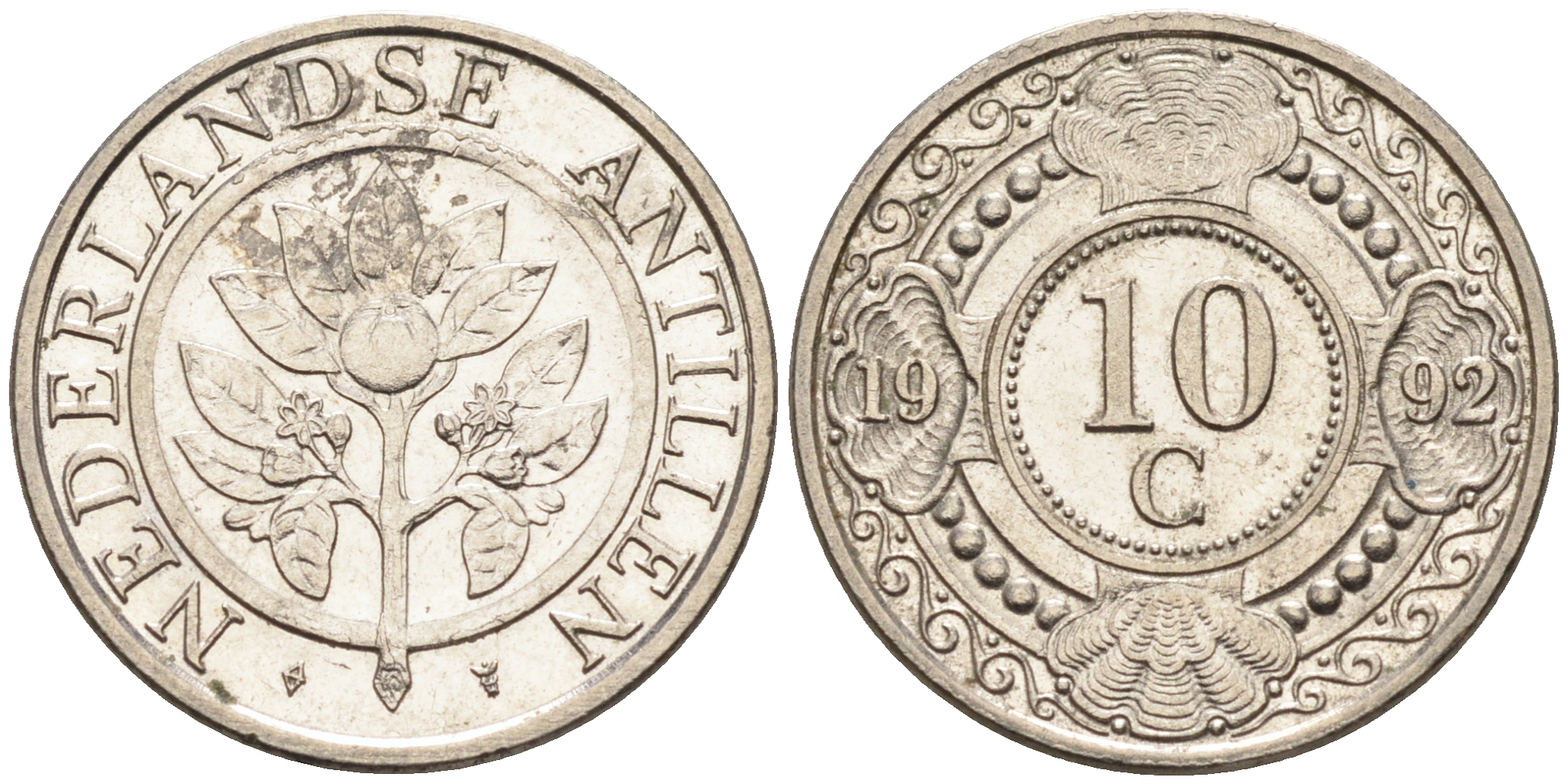 Нидерландские Антилы 10 центов 1992 Беатрикс (1980-2013) KM 34 никелированная сталь 4169-357