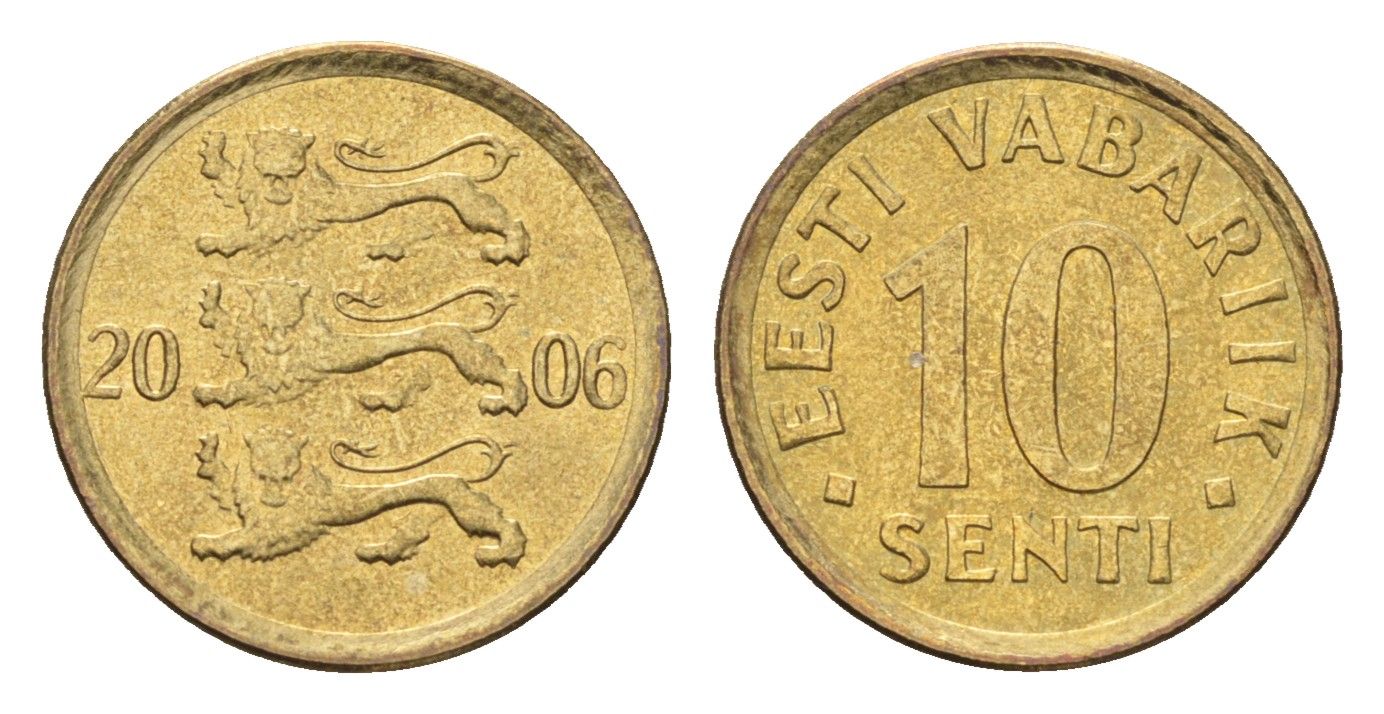 Эстония 10 сентов 2006 KM 22 латунь UNC 4668-637
