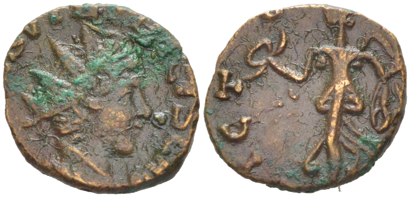 Римская Империя, императоры в Галлии антониниан 273 - 274 Тетрик II, C PIV ESV TETRICVS CAES, бюст цезаря / VICTORIA AVG, Пация, Виктория, Августа Треверов RIC 278 биллон 1073-24-76