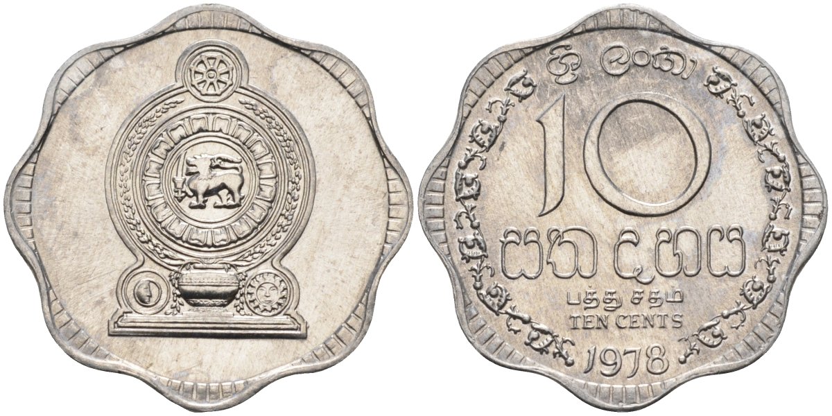 Цейлон 10 центов 1978 KM 140 a алюминий 4592-235