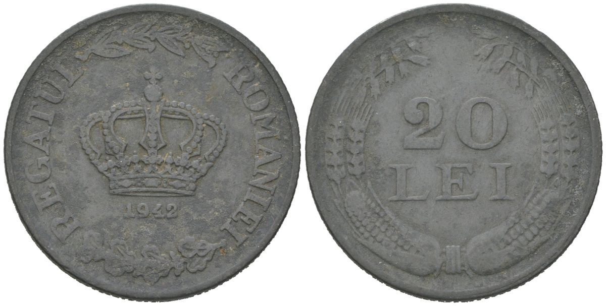 Румыния 20 леев 1942 Михай I (1940-1947) KM 62 цинк 183-1021