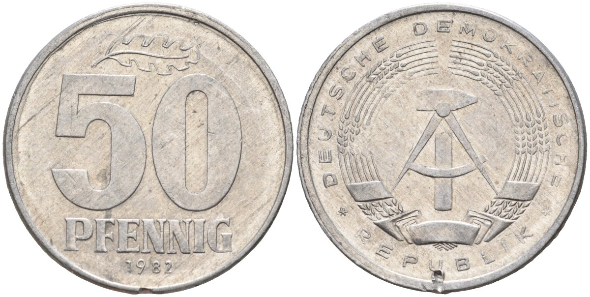 ГДР 50 пфеннигов 1982 A KM 12.2 алюминий 4143-814