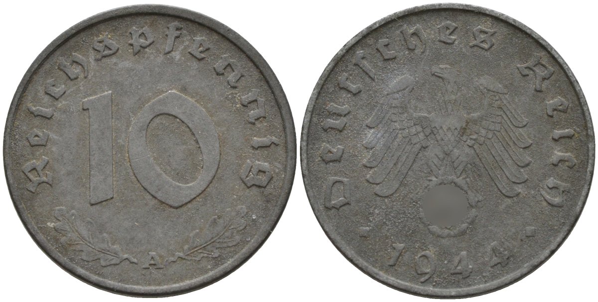 Германия 10 рейхспфеннигов 1944 A KM 101, J.371 цинк 4151-263