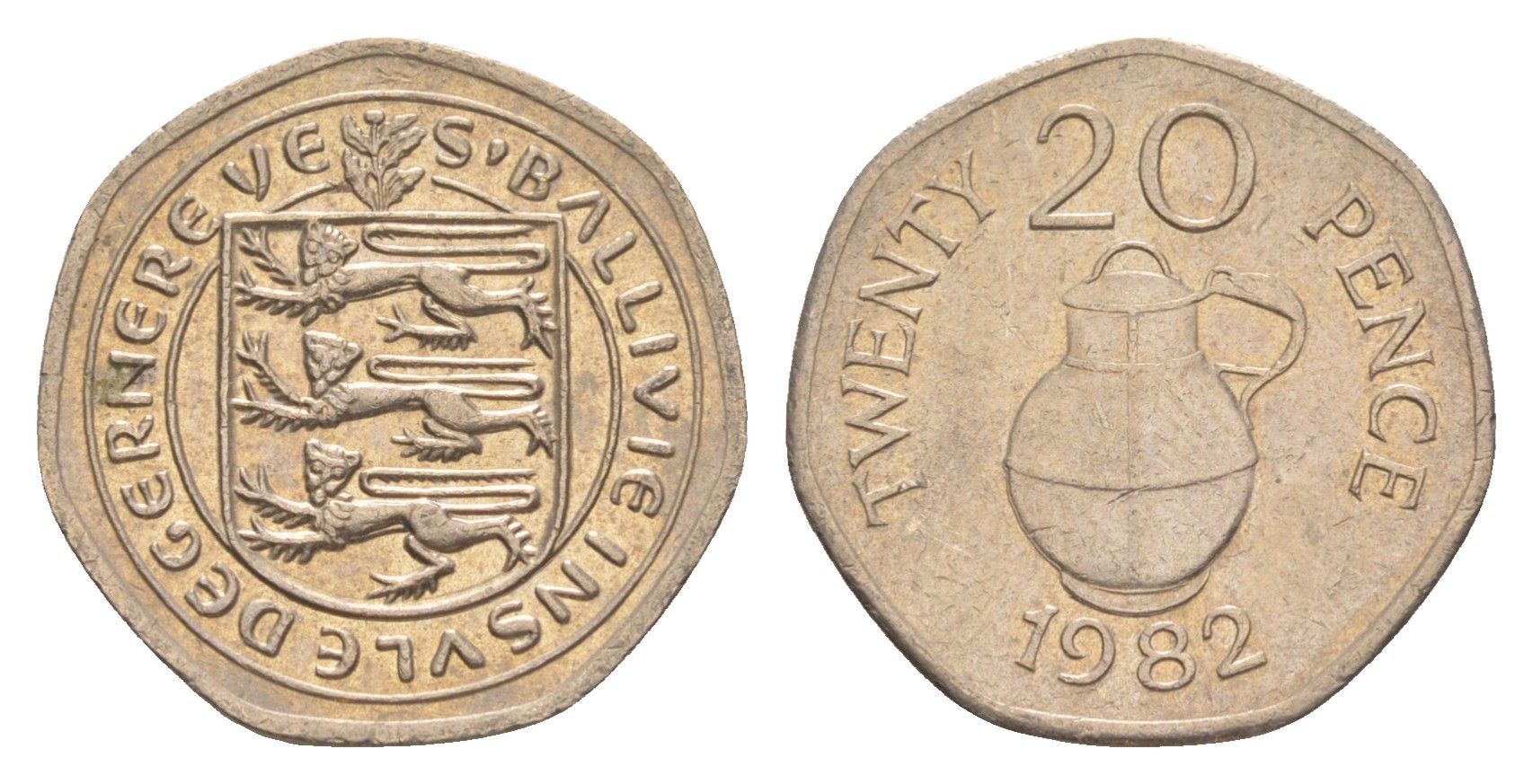 Гернси 20 пенсов 1982 KM 38 медно-никель 4115-325