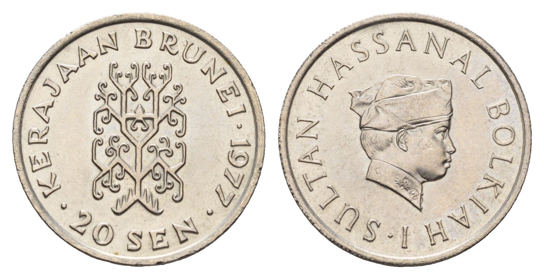 Бруней 20 сенов 1977 KM 12 медно-никель UNC 4678-1036