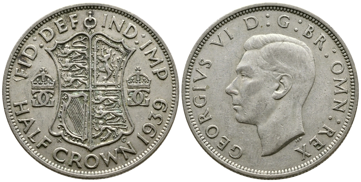 Великобритания 1/2 кроны 1939 Георг VI (1936-1952) KM 856, Spink 4080 серебро 4178-1041