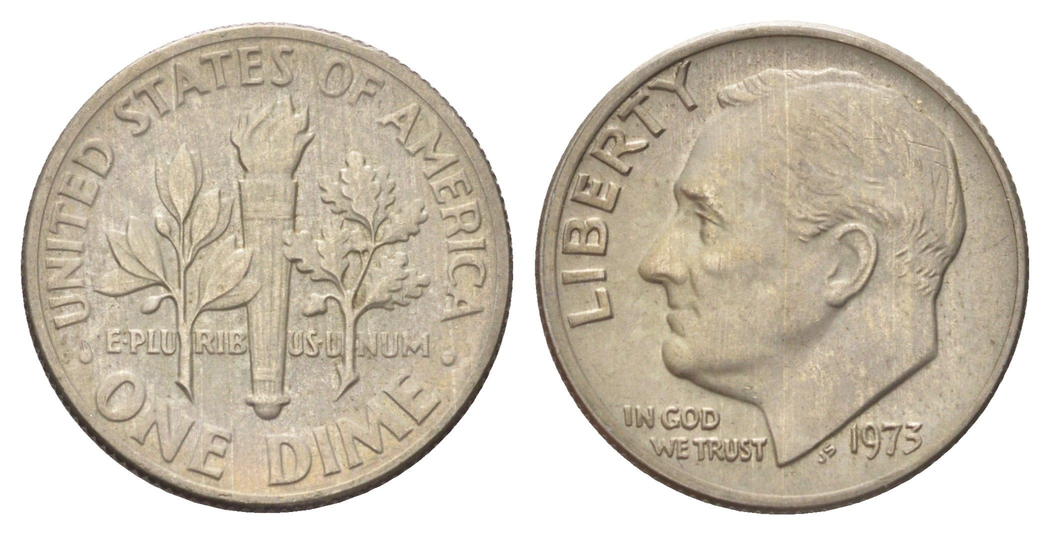 США 10 центов (дайм) 1973 Рузвельт KM 195a медь плакированная медно-никелем 4668-946