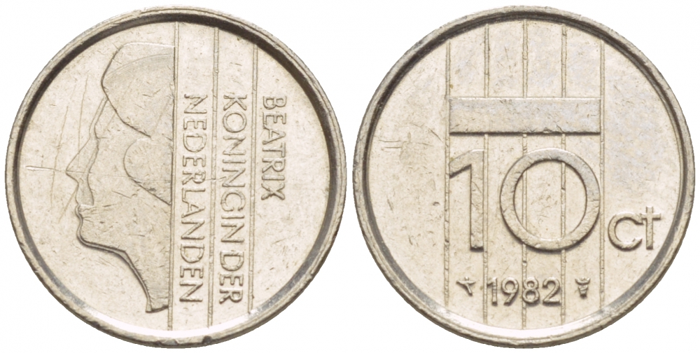 Нидерланды 10 центов 1982 Беатрикс (1980-2013) KM 203 никель 4547-923