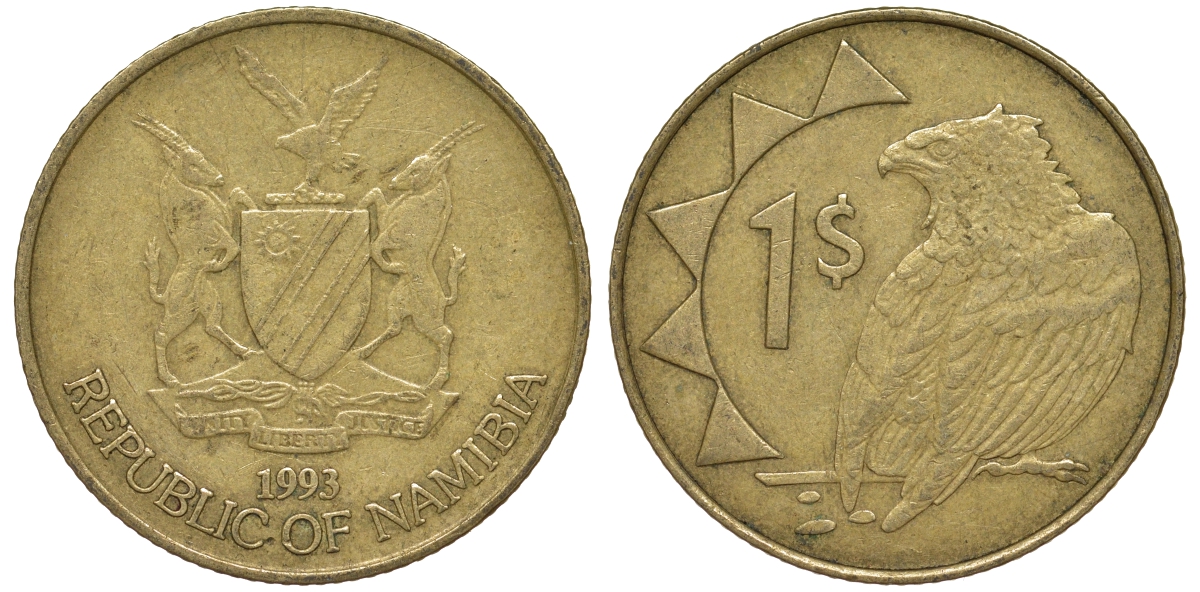 Намибия 1 доллар 1993 орел KM 4 латунь 4163-1047