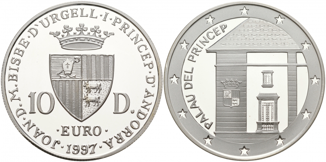 Андорра 10 динеров 1997 дом принца KM 166 серебро PROOF 11-039-43