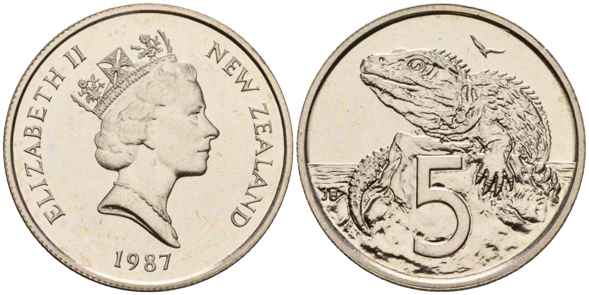 Новая Зеландия 5 центов 1987 KM 60 медно-никель PROOF 3711-1542