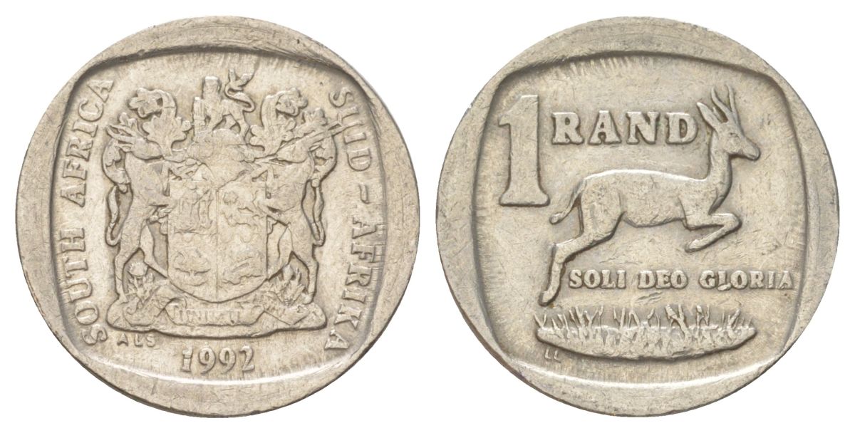 ЮАР 1 ранд 1992 KM 138 медь плакированная никелем 4627-252