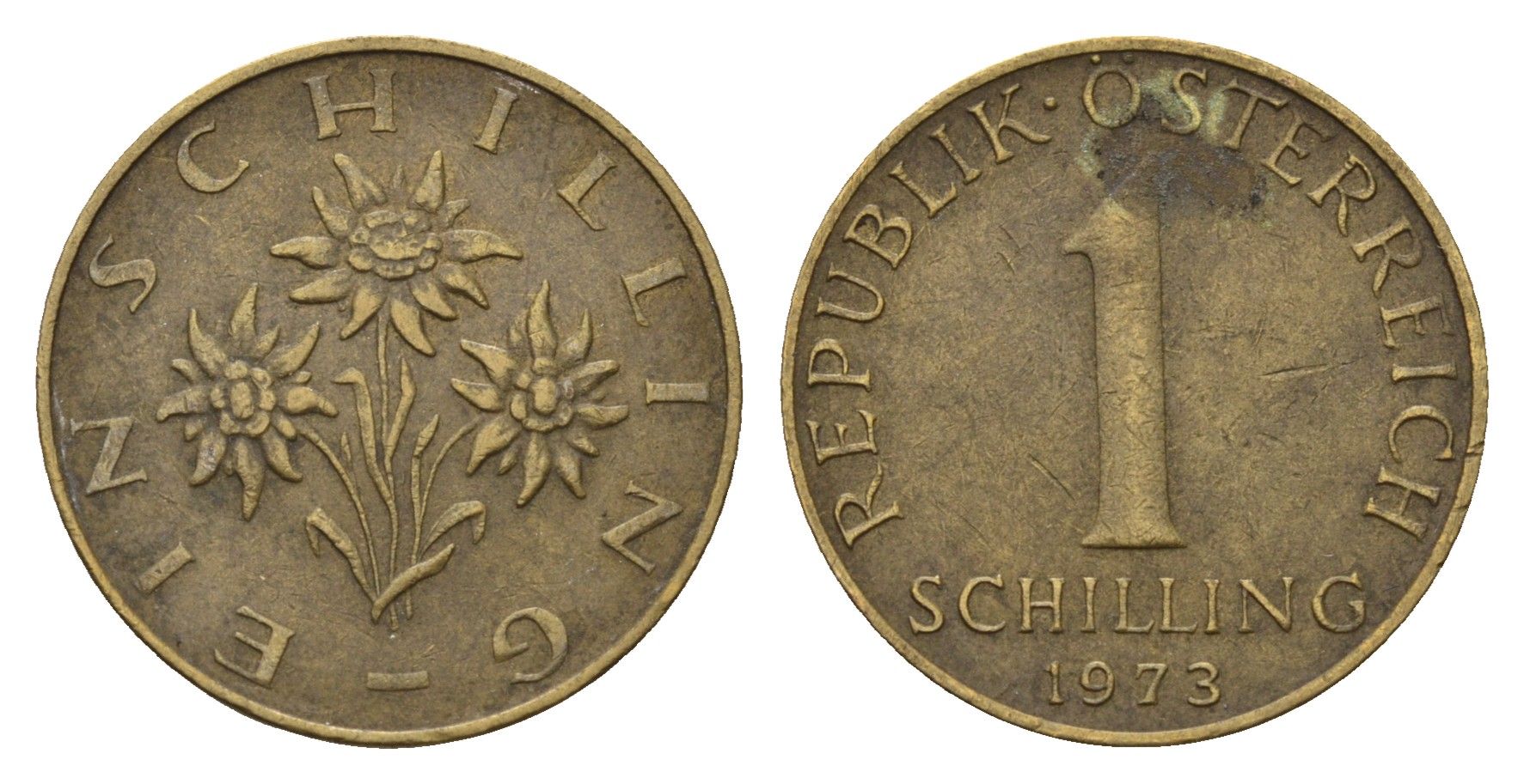 Австрия 1 шиллинг 1973 KM 2886 алюминиевая бронза 4391-242