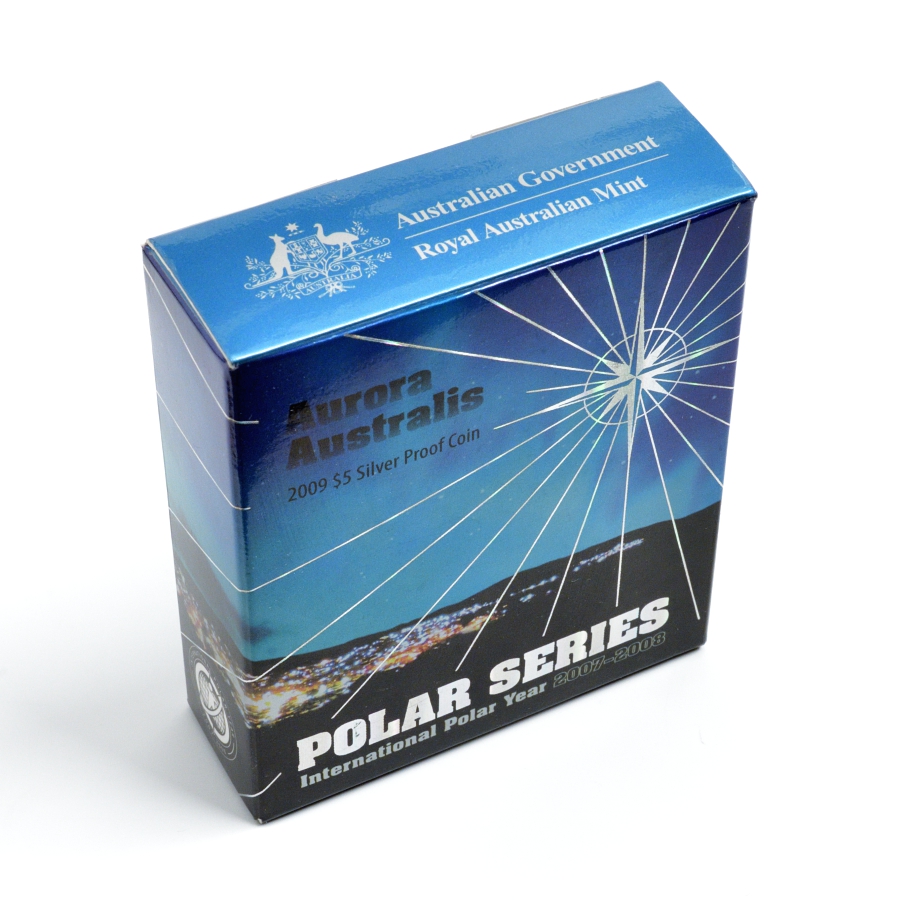 Австралия 5 долларов 2009 Международный полярный год 2007-2008, австралийское северное сияние, голограмма KM 1081 серебро PROOF 4-3-3-07