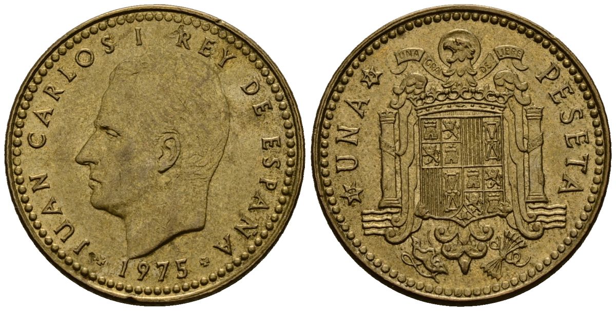 Испания 1 песета 1975 Хуан Карлос I (1975-2014) KM 806 алюминиевая бронза 4176-347