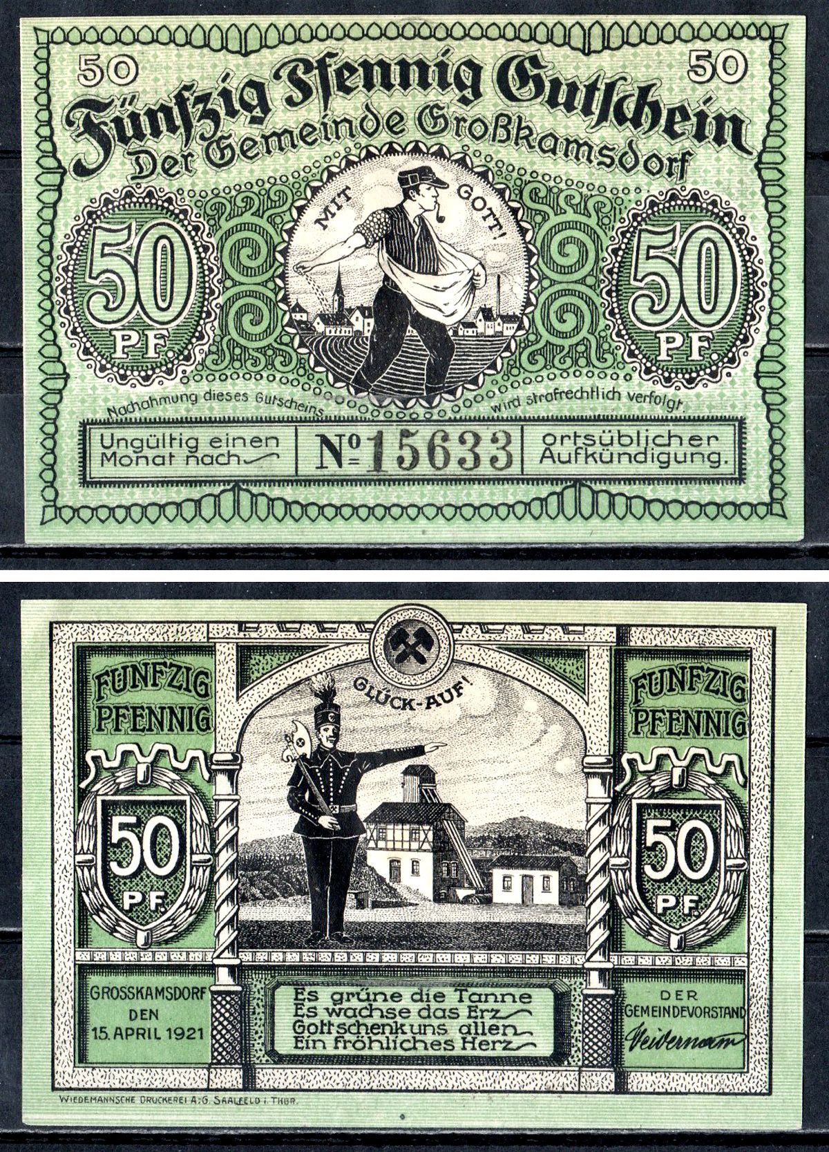 Гросхансдорф (Прусская, Саксония) 50 пфеннигов 1921 7556-71-3-1