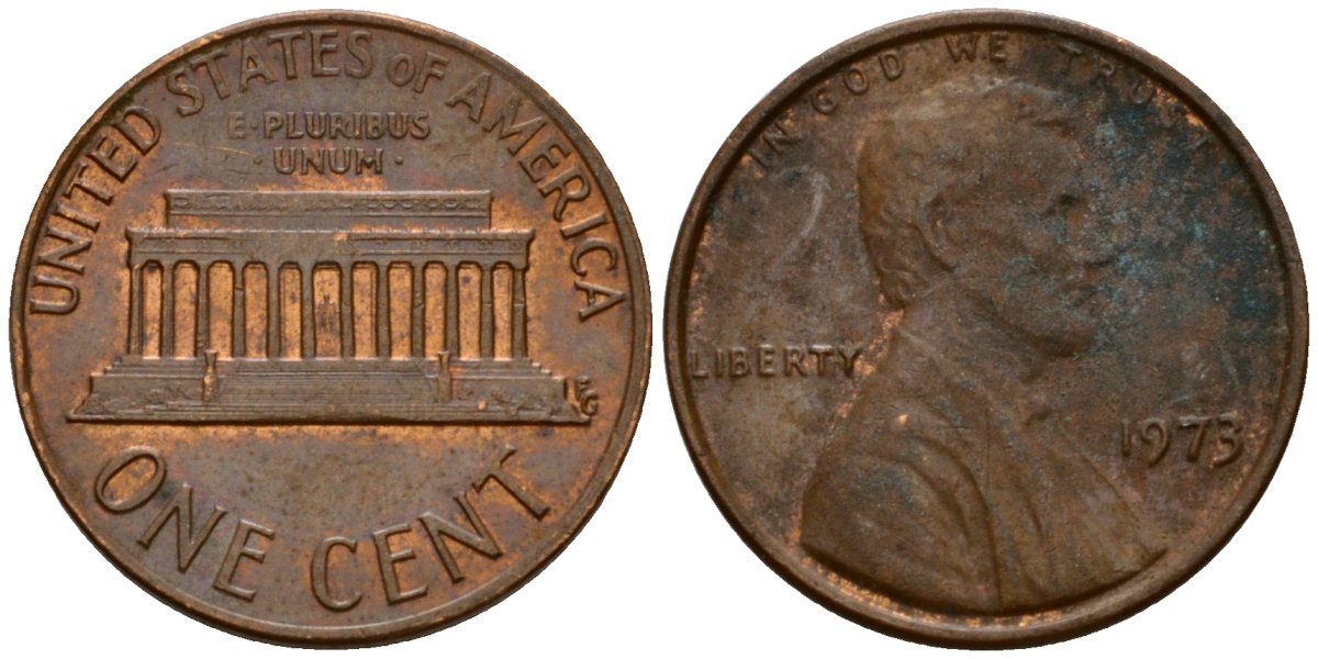 США 1 цент 1973 Линкольн KM 201 медь цинк 4602-238