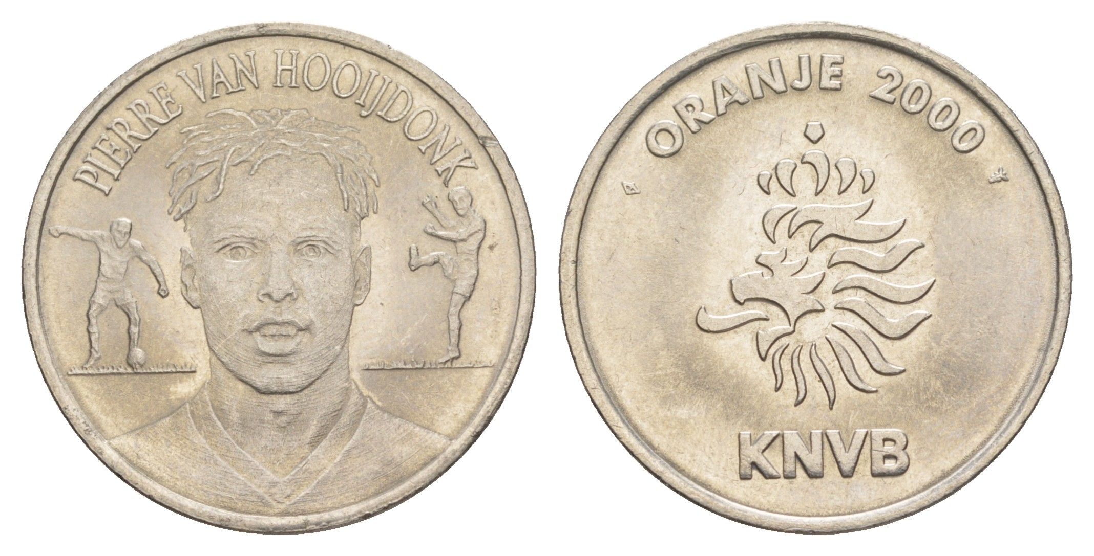 Нидерланды медаль футболисты сборной Голландии на Евро (чемпионате Европы по футболу) 2000 - Пьер Ван Хойдонк 2000 диаметр 27 мм, вес 8,2 гр медно-никель 4175-446