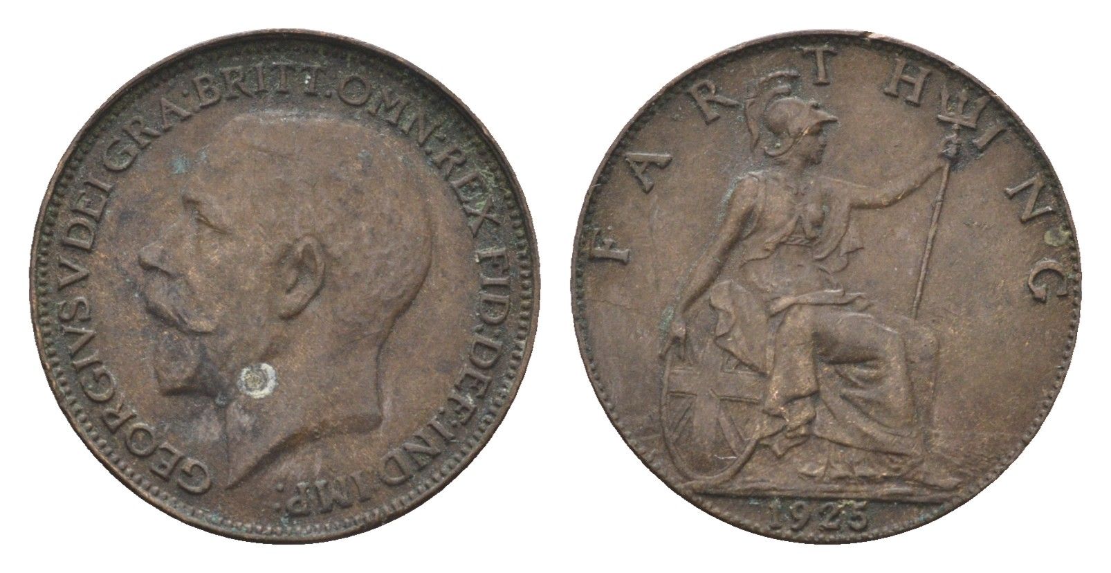 Великобритания 1 фартинг 1925 Георг V (1910-1936) KM 808.2, Spink 4060 бронза 4664-262