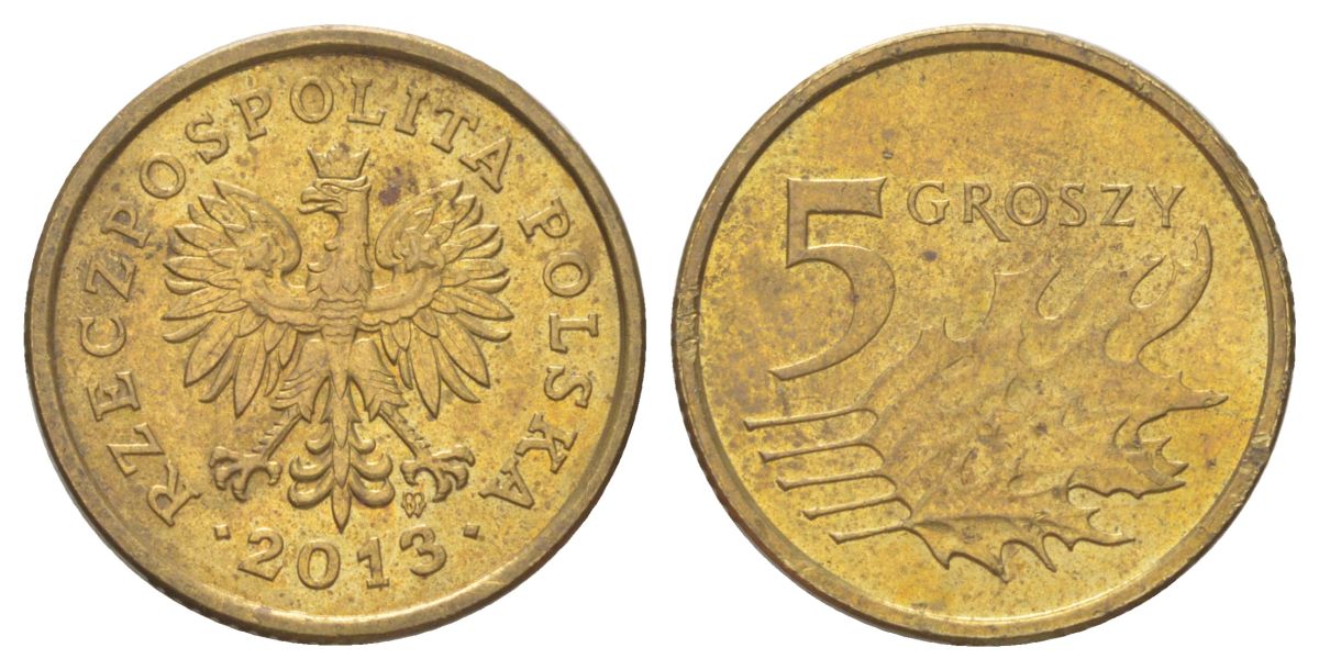 Польша 5 грошей 2013 Y 278 марганец латунь 4625-421