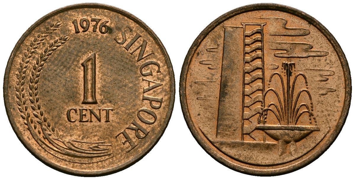 Сингапур 1 цент 1976 KM 1a сталь плакированная медью 4136-952