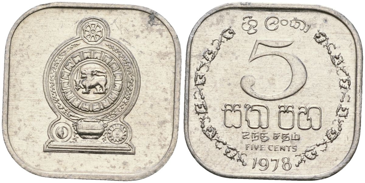 Шри-Ланка 5 центов 1978 KM 139a алюминий 4136-555