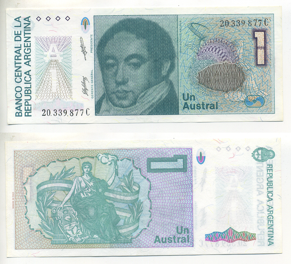 АРГЕНТИНА 1 АУСТРАЛЬ 1988 СЕРИЯ С20339, БЕРНАРДИНО РИВАДАВИЯ Pick 323b бумага UNC (ПРЕСС) 6299-31-2