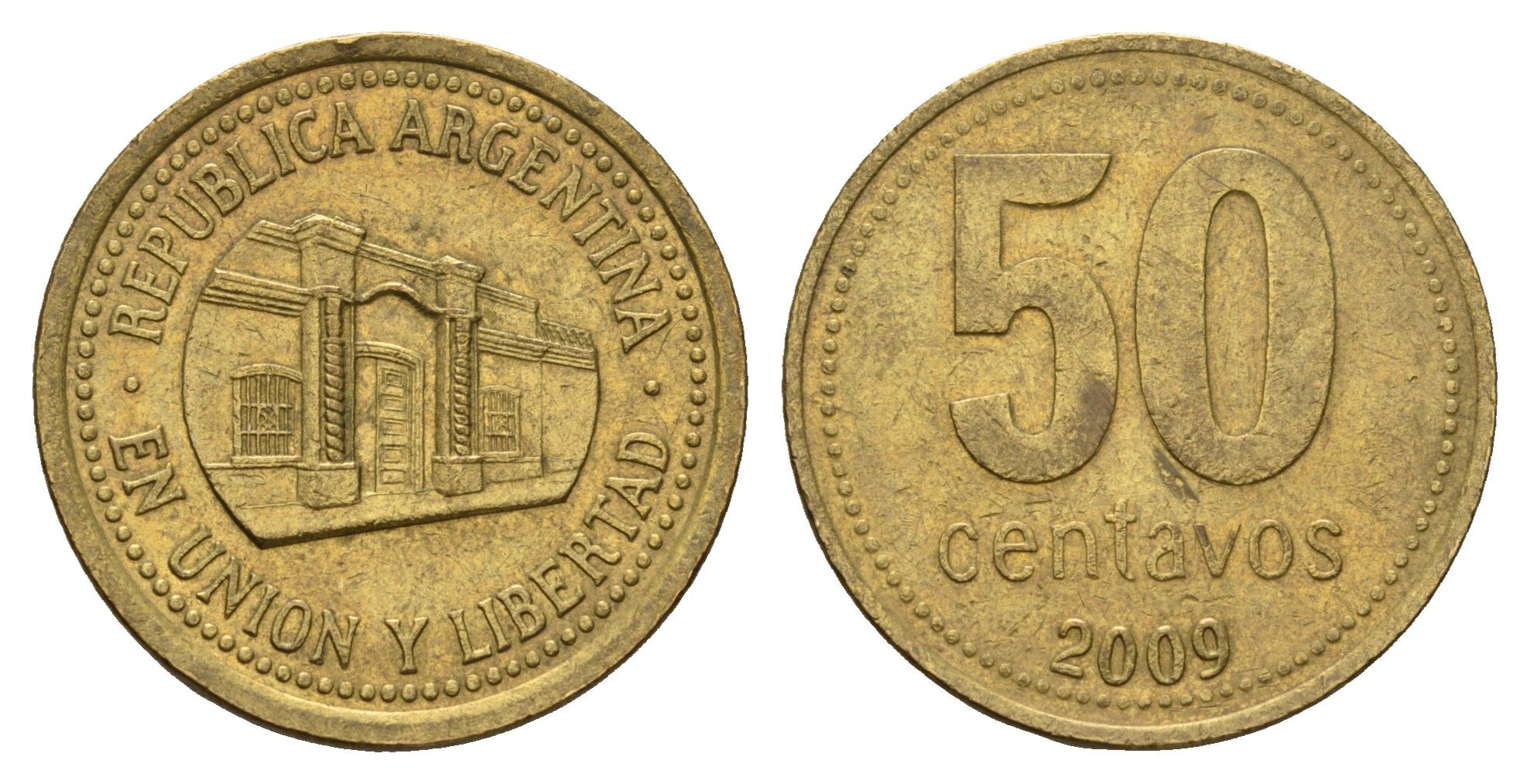Аргентина 50 сентаво 2009 здание конгресса Тукумана KM 111 алюминиевая бронза 4686-425