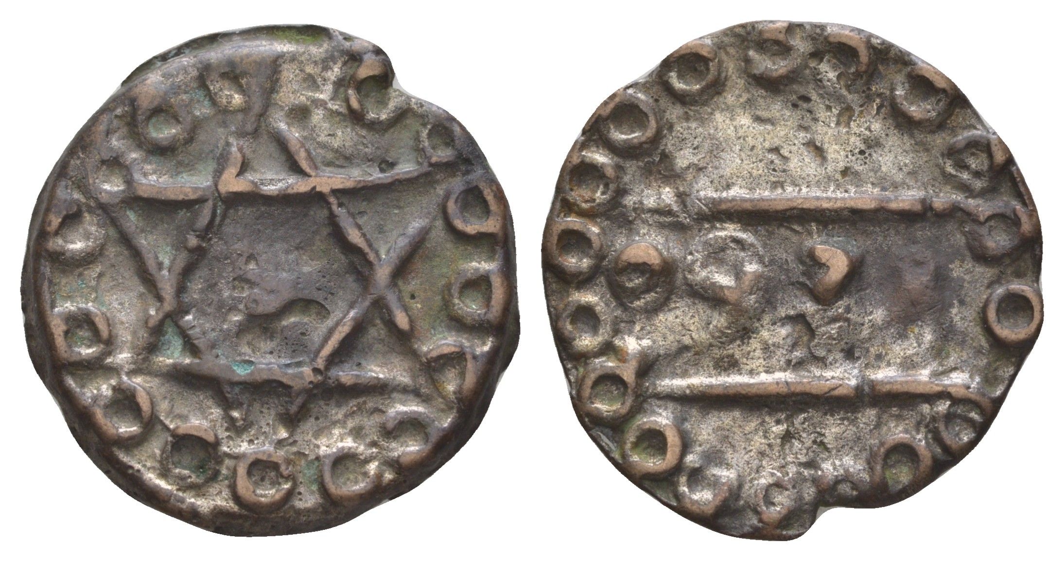 Марокко 2 фалуша 1852 AH 1268 C 126a бронза 1518-1622