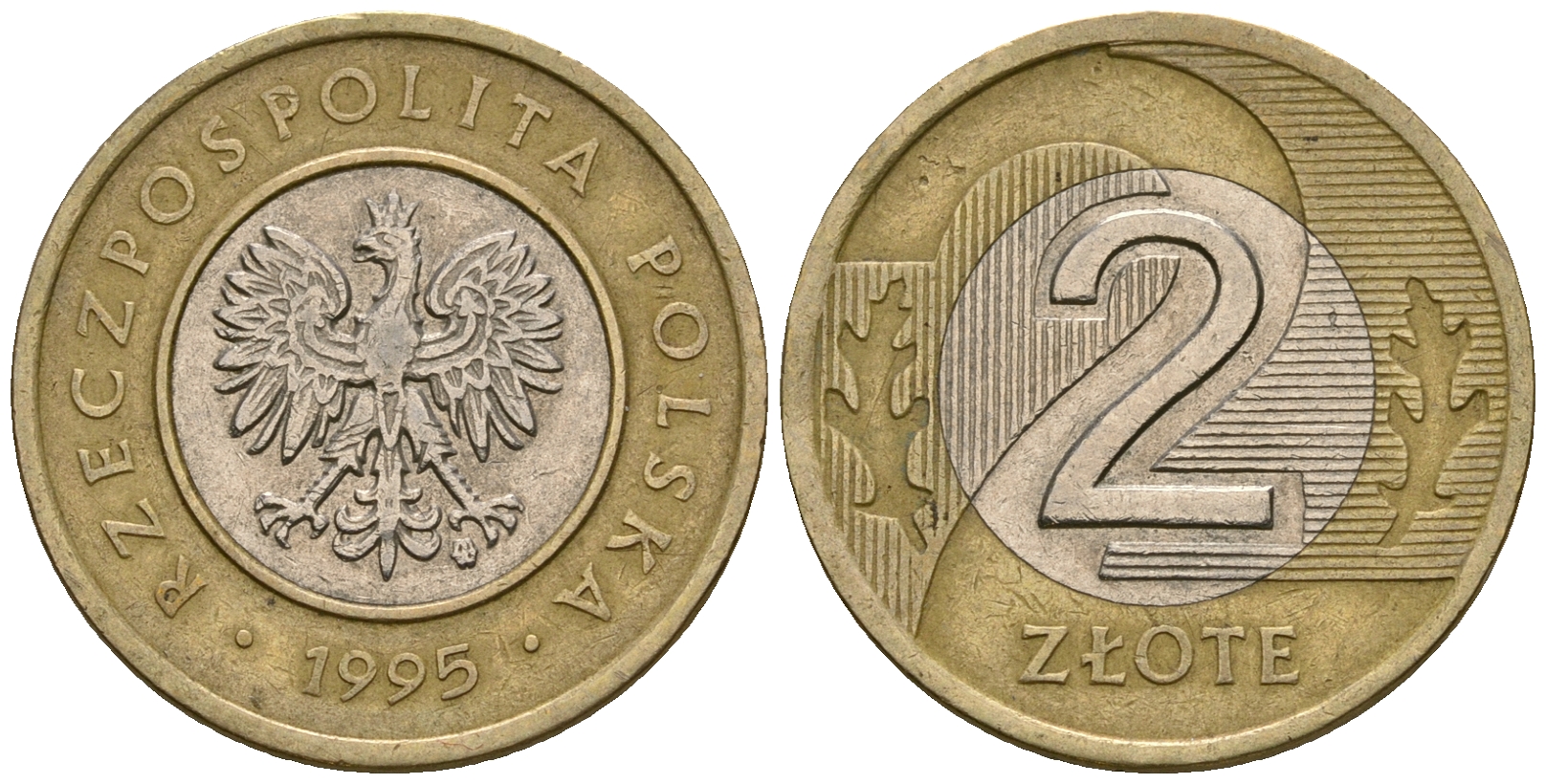 Польша 2 злотых 1995 MW KM 283 биметалл 4584-311