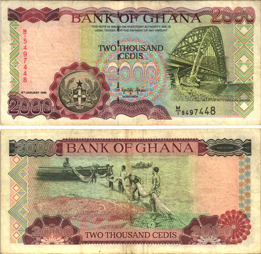 ГАНА 2000 СЕДИ 1995 6 ЯНВАРЯ 1995 Pick 30b бумага VF-XF 7116-20-3-1