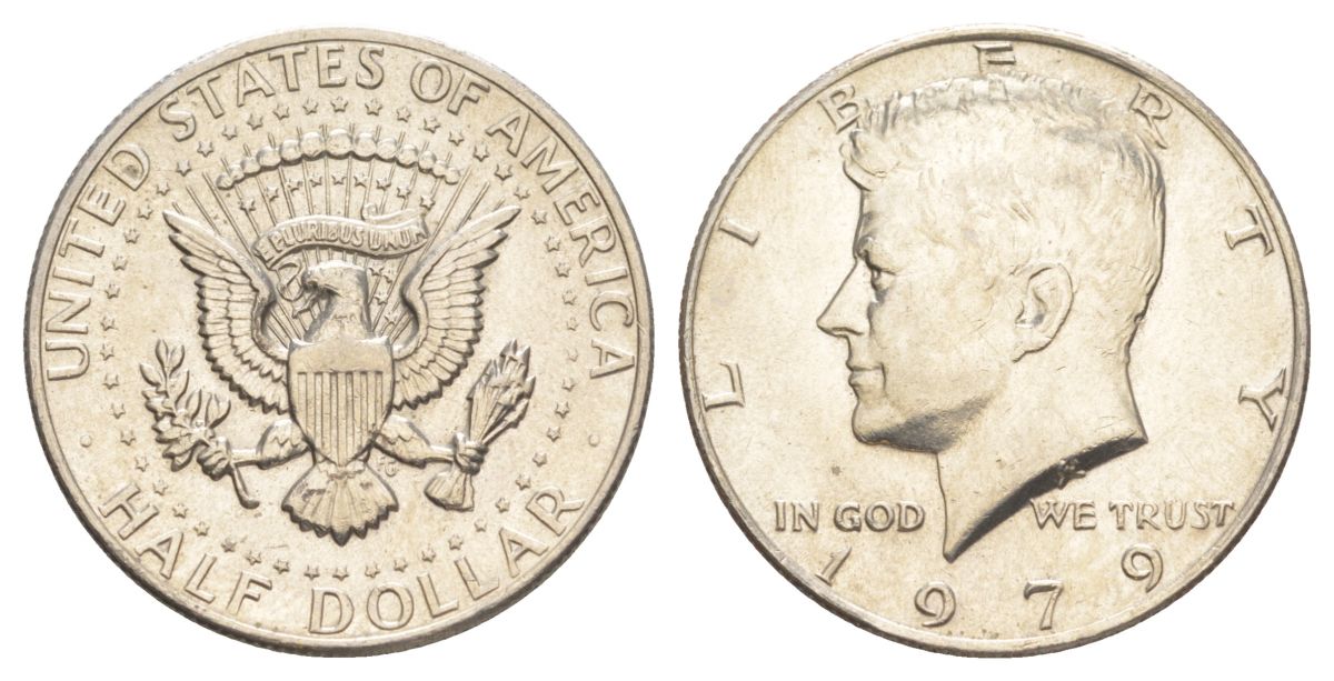 США 1/2 доллара (50 центов) 1979 Джон Кеннеди KM A202b медь плакированная медно-никелем aUNC 4542-135