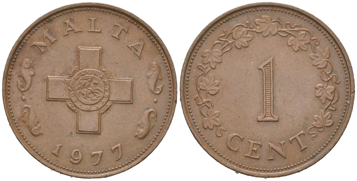 Мальта 1 цент 1977 KM 8 бронза 183-1145