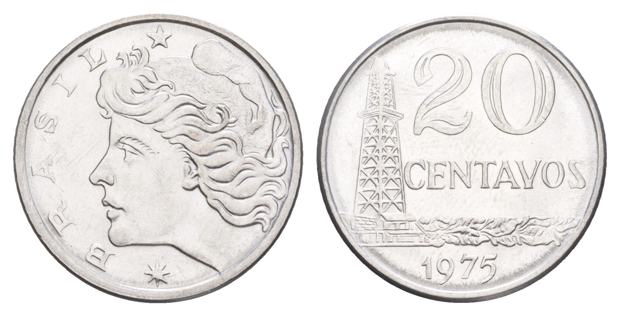 Бразилия 20 сентаво 1975 KM 579.1a нержавеющая сталь UNC 4642-1043