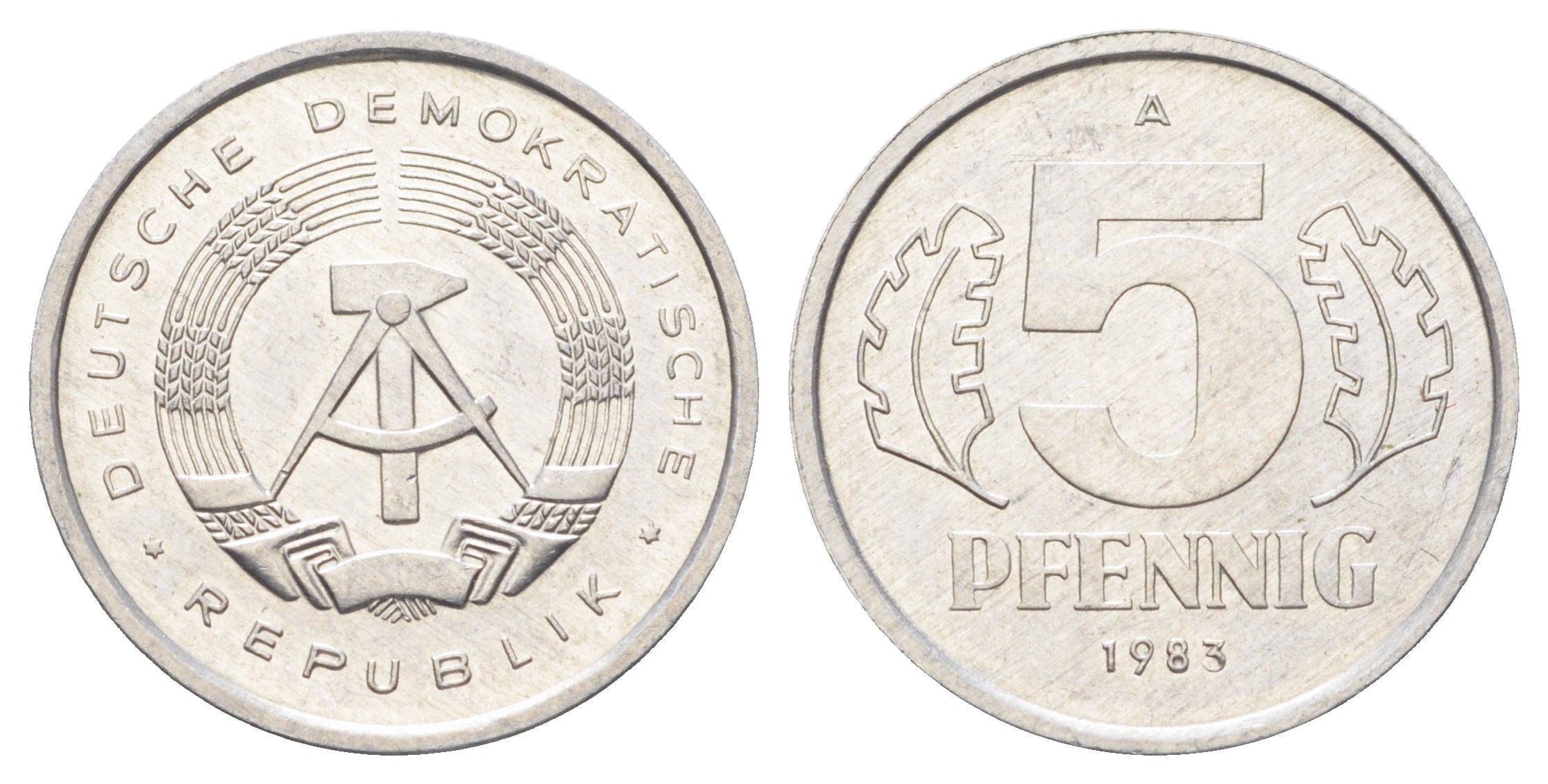 ГДР 5 пфеннигов 1983 A KM 9.2 алюминий 4697-619