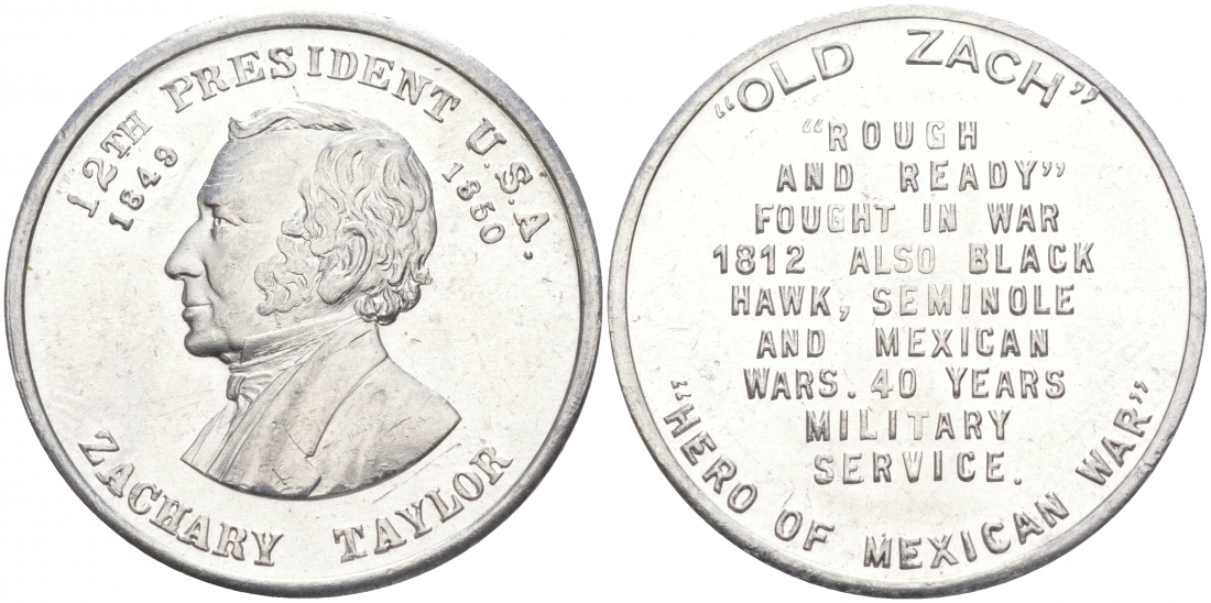 США МЕДАЛЬ ND 12-ЫЙ ПРЕЗИДЕНТ ЗАКАРИ ТАЙЛОР 28 мм алюминий 73-346