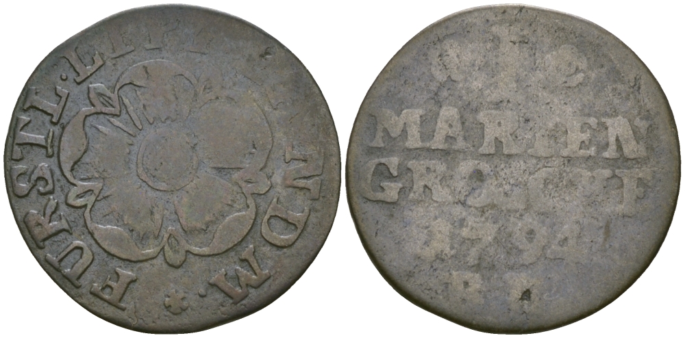 ЛИППЕ-ДЕТМОЛЬД 1 МАРИЕНГРОШ 1794 KM 215 серебро 99-862