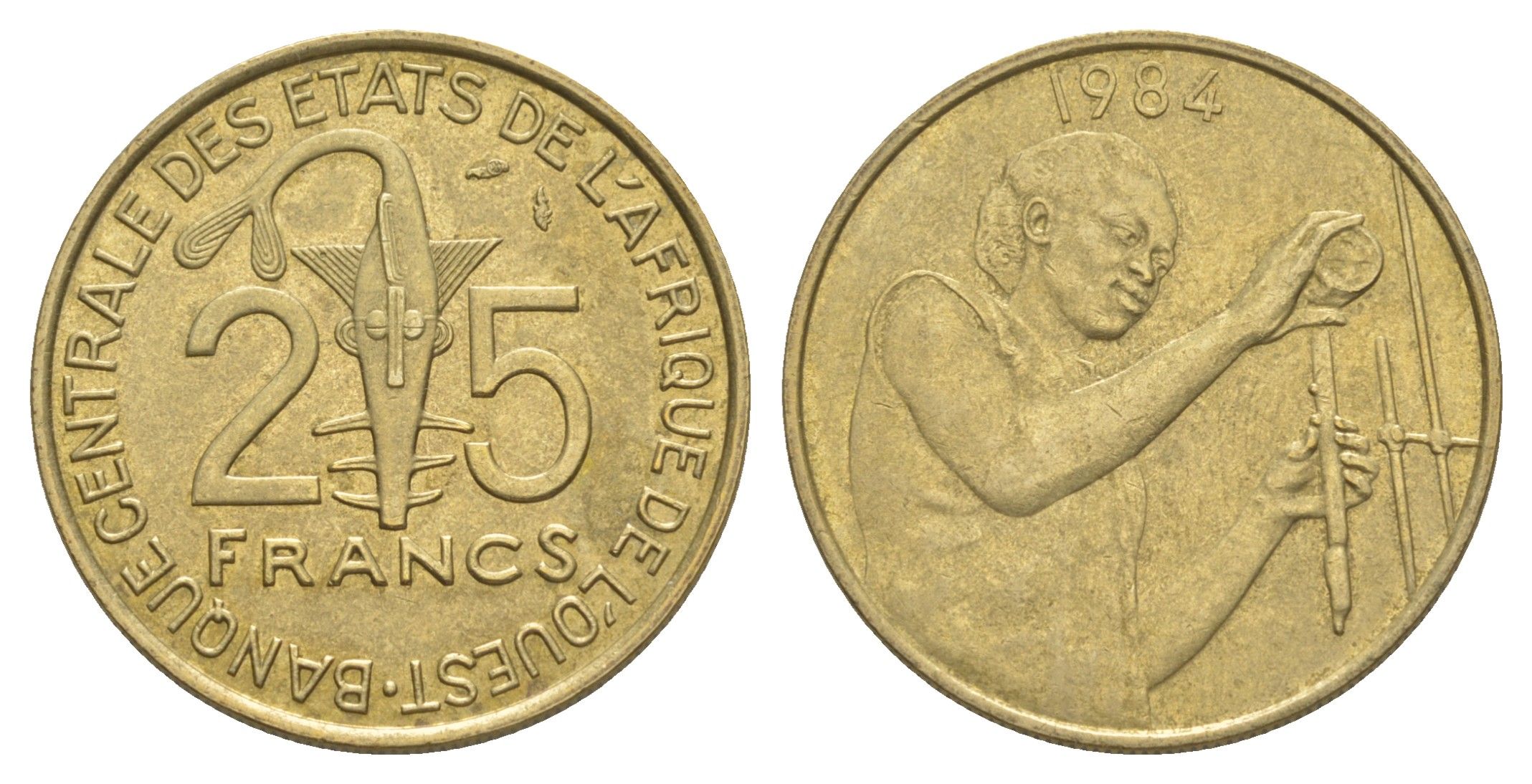 Западная Африка (BCEAO) 25 франков 1984 Центральный банк государств Западной Африки KM 9 алюминиевая бронза 4642-257