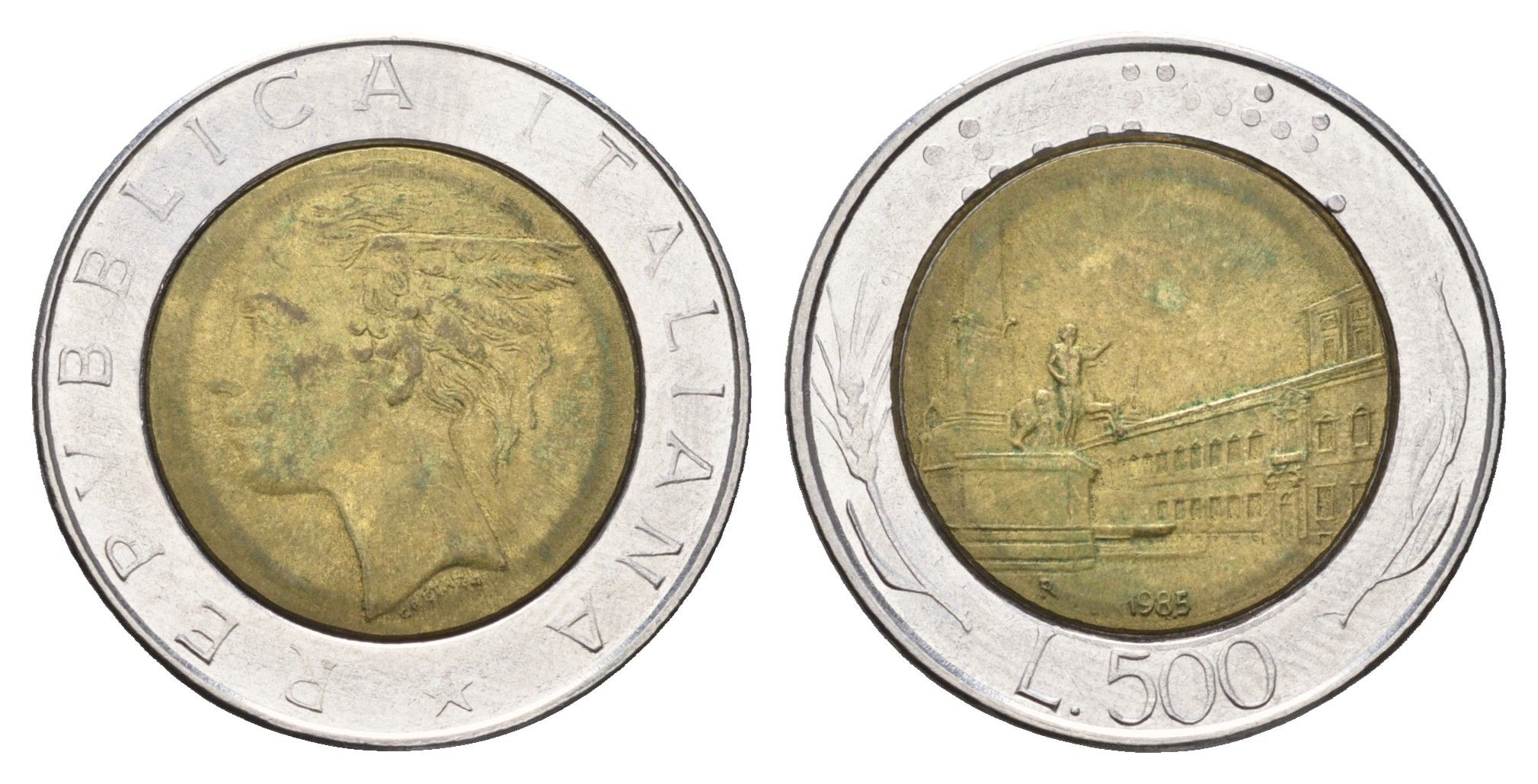 Италия 500 лир 1985 R, Квиринальский дворец в Риме KM 111 биметалл 4606-1057