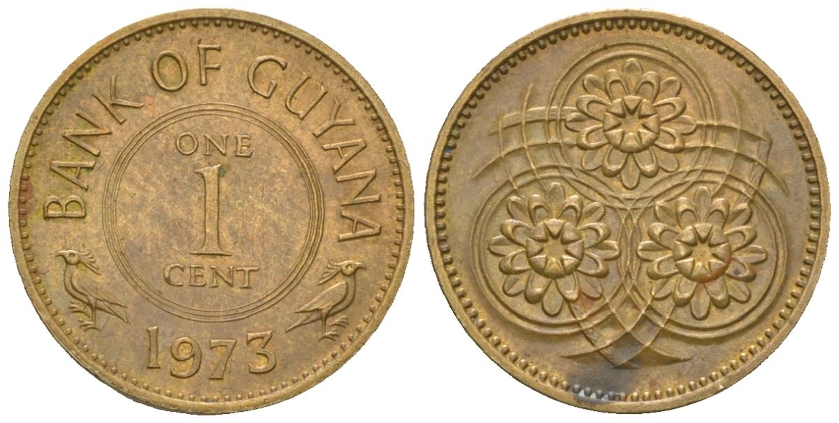 Гайана 1 цент 1973 KM 31 никель латунь 4124-325
